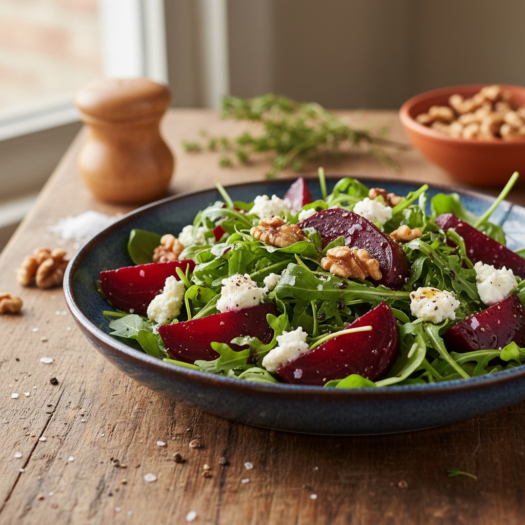 Kiire õhtusöök: tervislik peedi-kitsejuustusalat