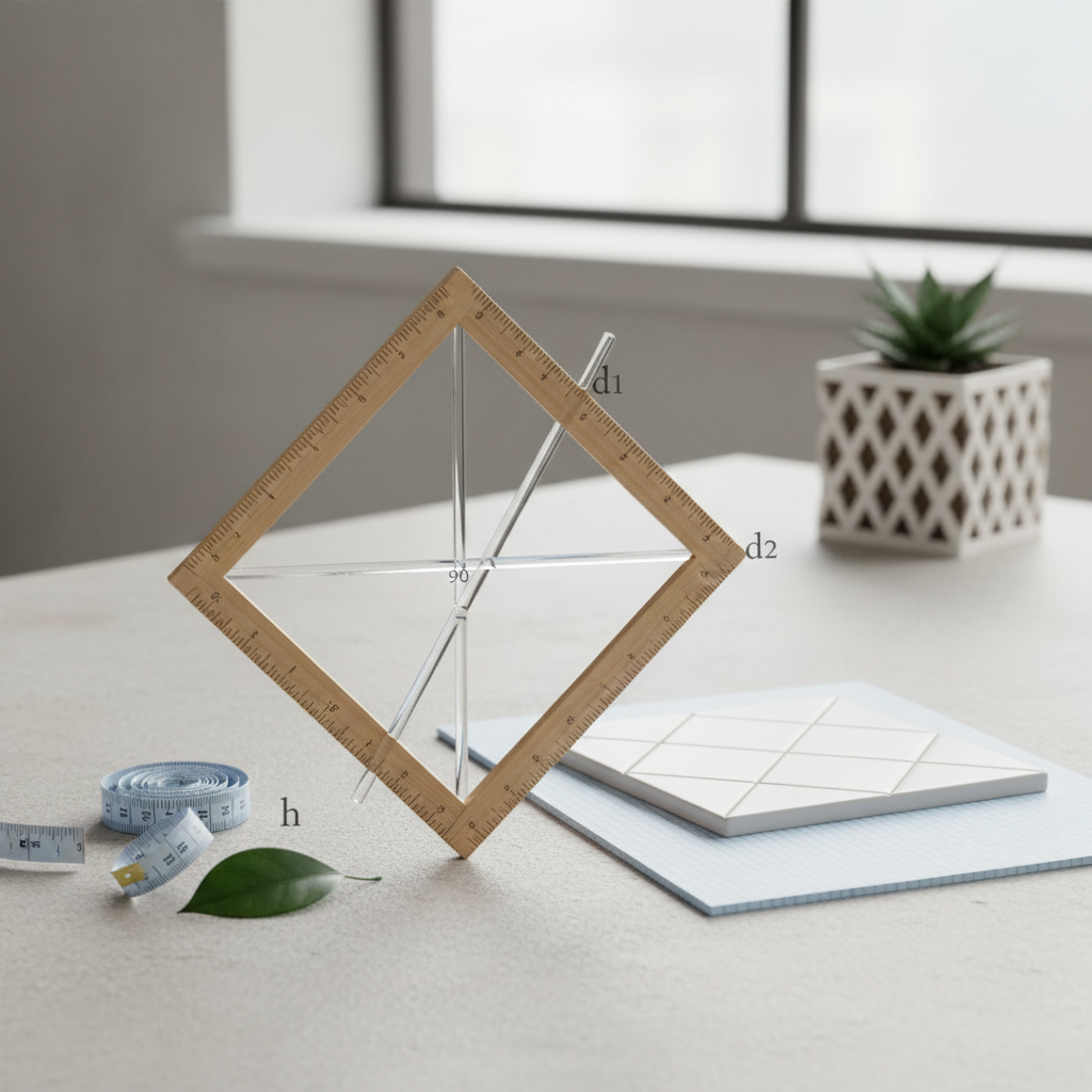 Rombi pindala arvutamine: lihtne valem ja näited