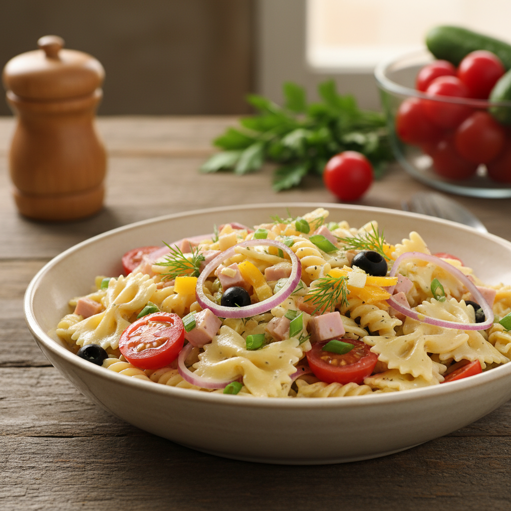 Kiire ja soodne pastasalat, mis valmib minutitega