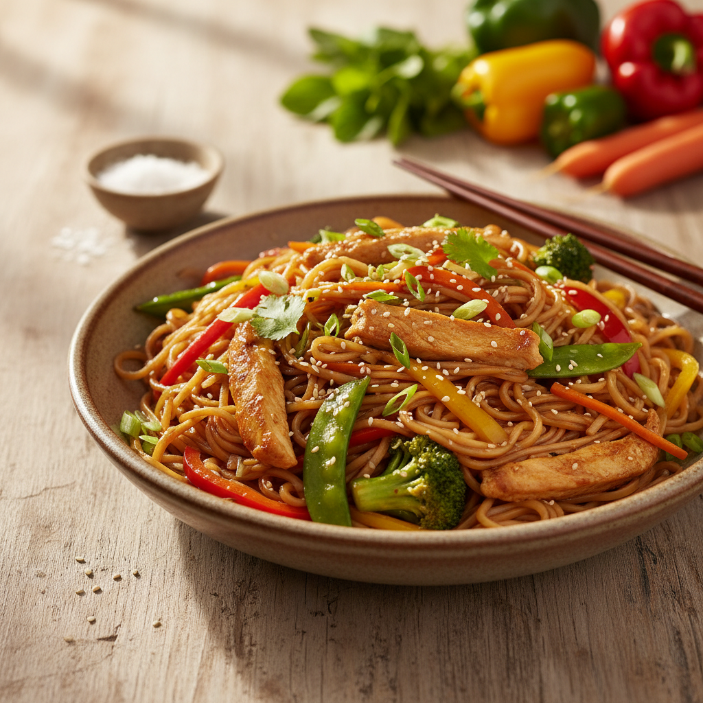 Kiirelt valmivad riisinuudlid kanaga: ideaalne argiroog