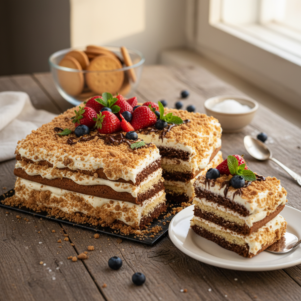 Klassikaline küpsisetort hapukoorega: maitsev ja imelihtne