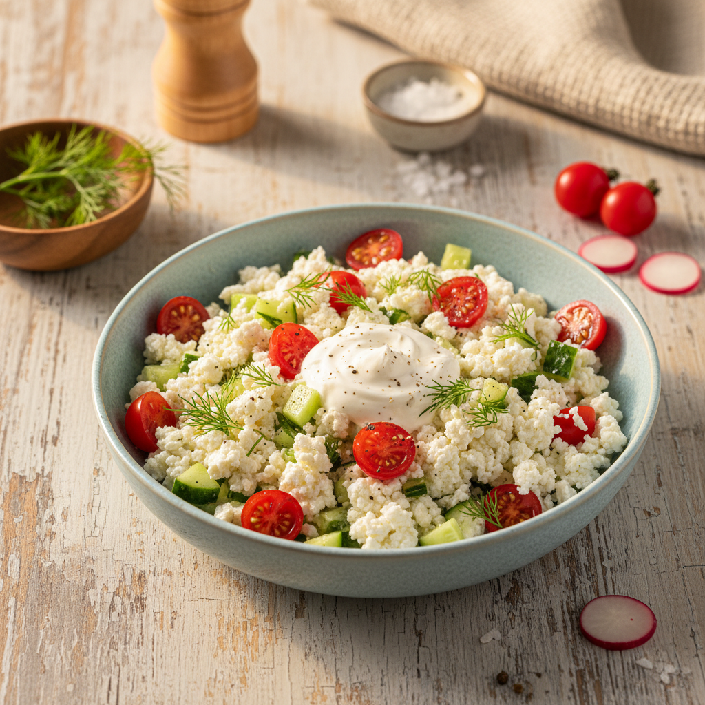 Kodujuustusalat, mis viib keele alla: kiire retsept